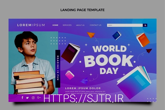 Free vector gradient world book day landing page template